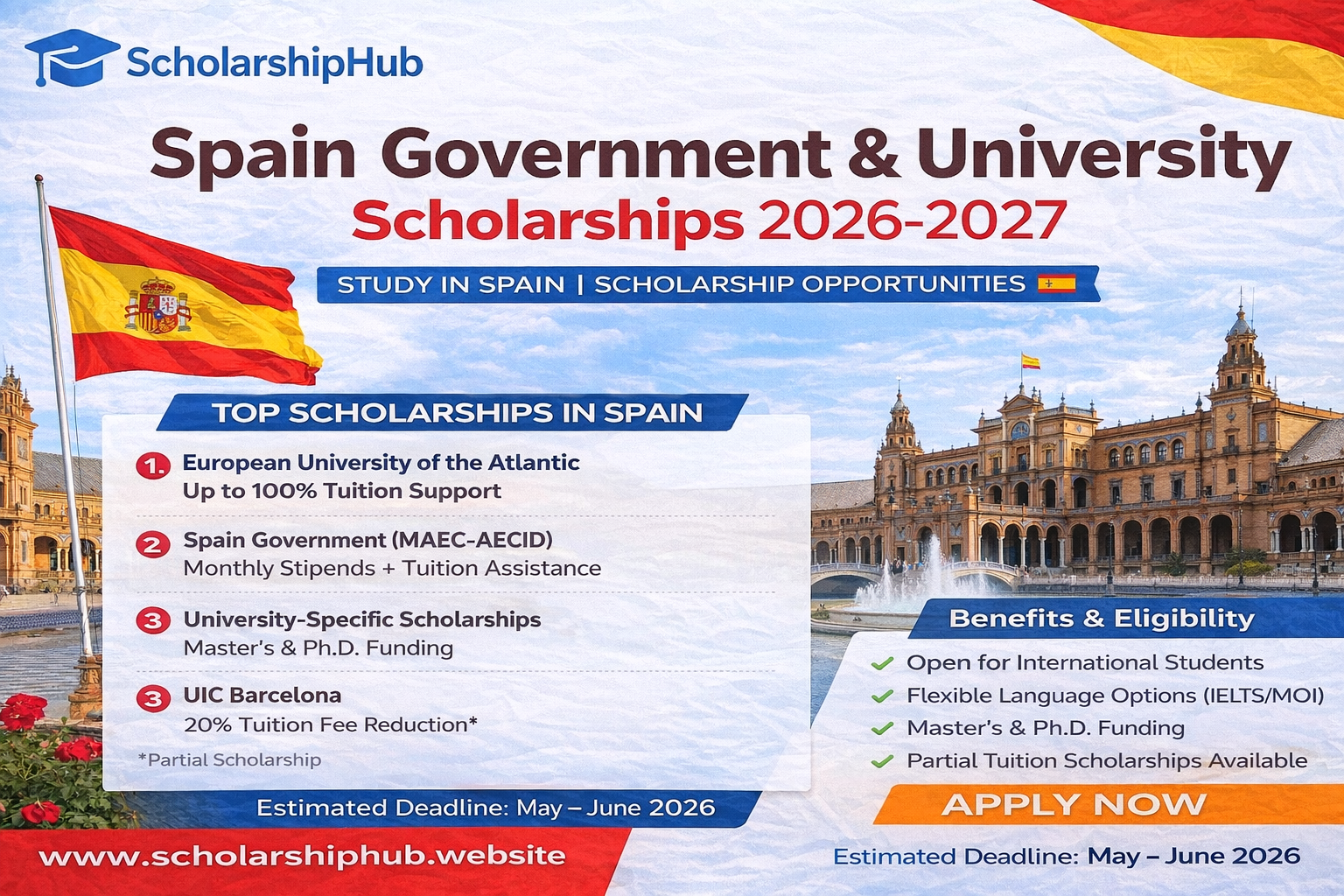 Spain Government and University Scholarships 2026 – Fully Funded Scholarship in Spain