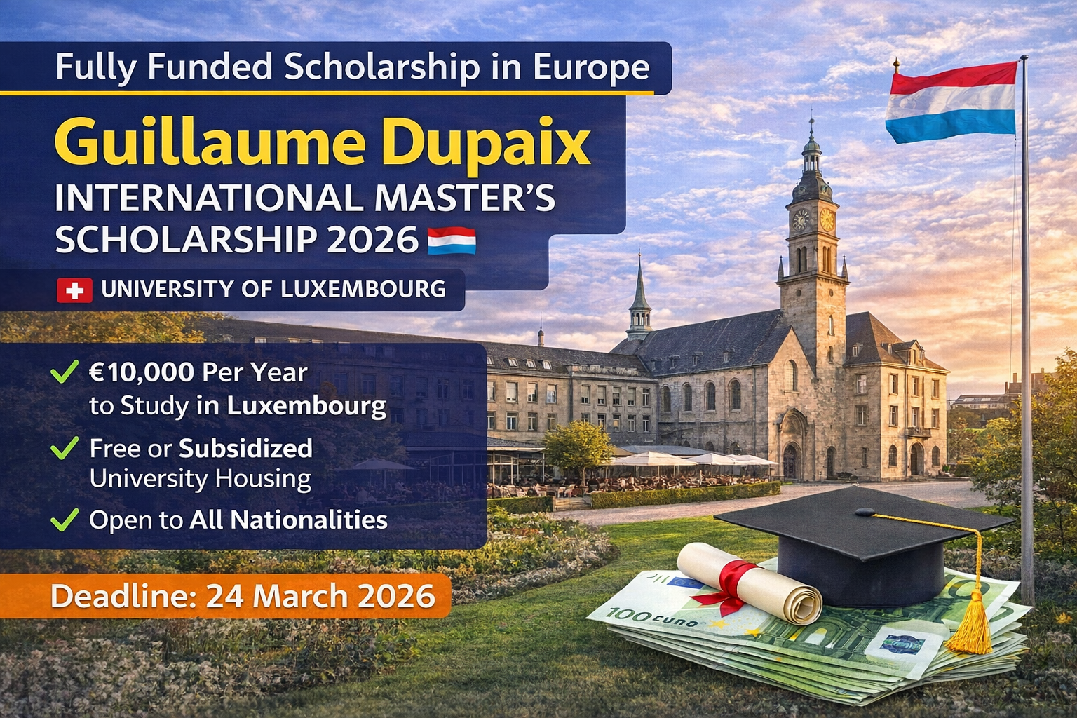 Guillaume Dupaix International Master’s Scholarship 2026 – Fully Funded Scholarship in Luxembourg 
