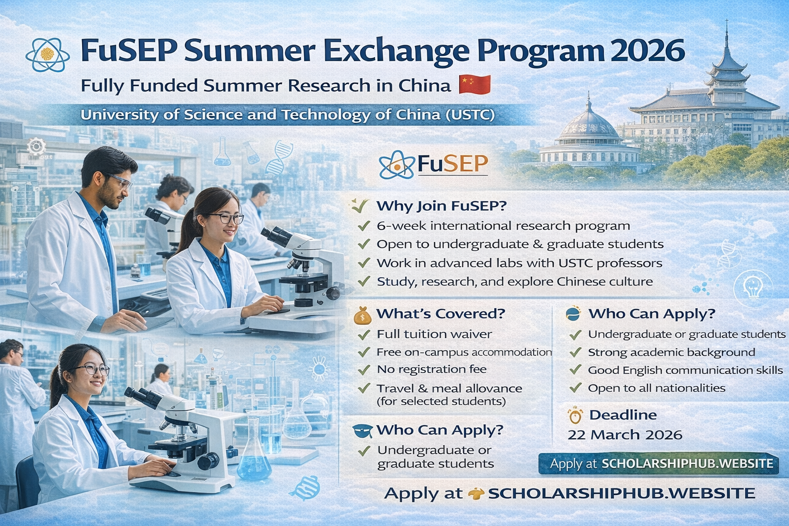 FuSEP Summer Exchange Program in China 2026 (Funded) – Fully Funded Scholarship in China
