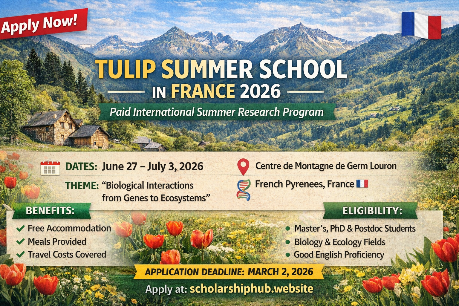 Tulip Summer School in France 2026 – Fully Funded Scholarship in France 