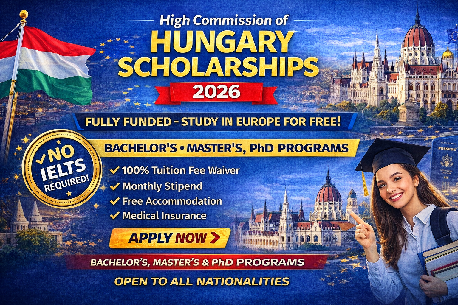 High Commission of Hungary Scholarships 2026 (Fully Funded) | Study in Europe for Free – Fully Funded Scholarship in Hungary
