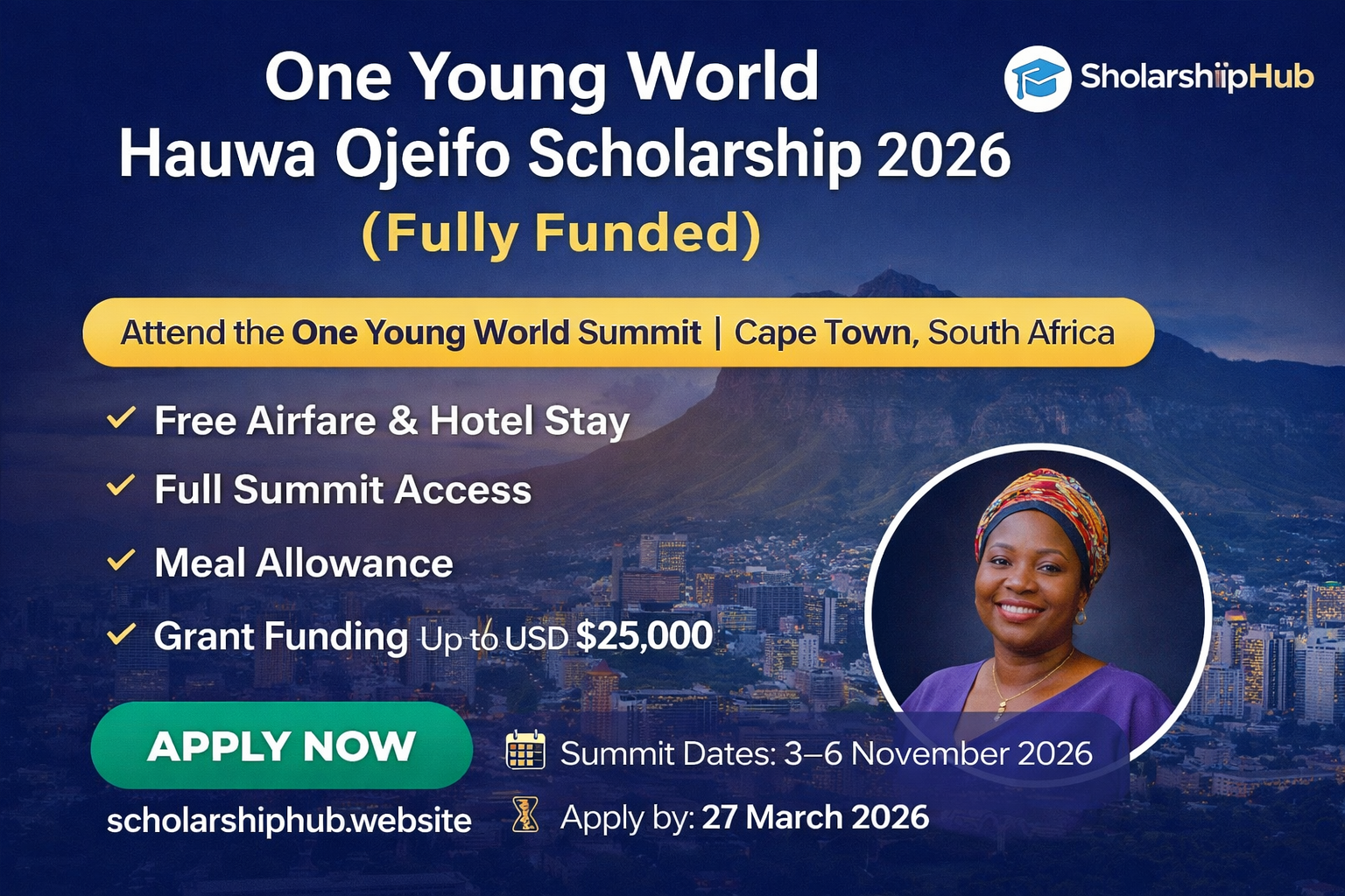 One Young World Hauwa Ojeifo Scholarship 2026 South Africa(Fully Funded)