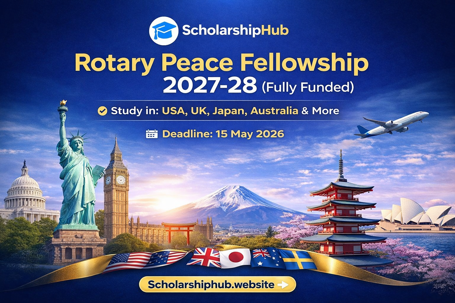 Rotary Peace Fellowship 2027-28 (Fully Funded) | Study in USA, UK, Japan, Australia and More – Fully Funded Scholarship in Global